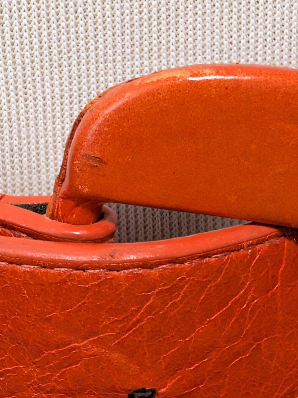 Leatherock Womens Sz 30 Bright Orange Genuine Leather 1.5" Wide Minimalist Belt - Picture 4 of 8